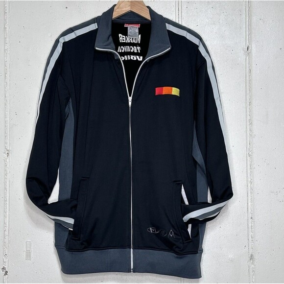 Volkl XL Track Jacket‎ Black Fleece Lined Full Zip Logo Tecnica Marker Sporty - Picture 1 of 6